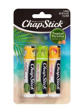 CHAPSTICK Trio Tropical Paradise Lip Balm Mango, Key Lime, Coconut
